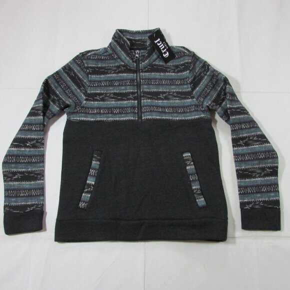 Cruel Girl's Aztec Printed Long Sleeve Half Zip Pullover - Black - Picture 1 of 3
